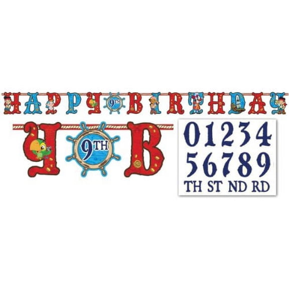 Amscan AMI 121288 Jake and the Neverland Pirates Add an Age Letter Banner, AMI 121288 1, Multicolored