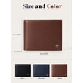 thumbnail image 3 of Mandu RFID Men's Bifold Wallet 9 Card Slots & 1 ID Window Zipper Coin Pocket Slim Travel Brown Wallet for Men, 3 of 6
