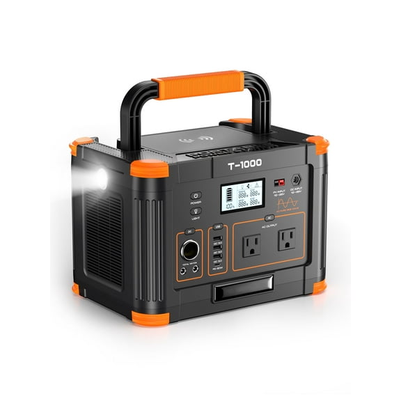 BEYGO Portable Power Station 1000W 999Wh Solar Powered Generator with 110V AC Outlet, PD 60W Fast Charging Backup Lithium Battery Pack Power Supply for Outdoor Home Camping Travel Emergency RV Van