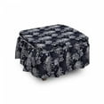 thumbnail image 1 of Floral Ottoman Cover, Chrysanthemum Blooming, 2 Piece Slipcover Set with Ruffle Skirt for Square Round Cube Footstool Decorative Home Accent, Standard Size, Indigo Pale Grey, by Ambesonne, 1 of 5