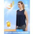 thumbnail image 3 of BALEAF Women's Sleeveless Workout Tops Athletic Racerback Tank Top High Neck Yoga Running Shirts Loose Fit Gym Tennis Navy Blue XL, 3 of 6