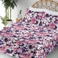 thumbnail image 3 of Ambesonne Anemone Flowers Fitted & Flat Sheet with Shams 4 Pcs Set, Romance Vibe Floral, Queen, Pastel Pink Off White, 3 of 5