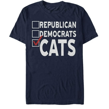 Men s Lost Gods Election Vote Cats Graphic Tee Navy Blue Small