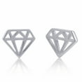 thumbnail image 3 of SilverCloseOut Rhodium Plated Sterling Silver Diamond Shaped Stud Earrings, 3 of 3