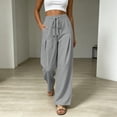 thumbnail image 2 of MYAOYINo Boundaries Textured Fabric Wide Leg Pants Women Drawstring Elastic Waist Casual, 2 of 8