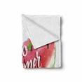 thumbnail image 2 of Watercolor Soft Flannel Fleece Throw Blanket, Hello Summer Words with Fresh Watermelon and Poppies Picture, Cozy Plush for Indoor and Outdoor Use, 70" x 90", Pink Mint Green, by Ambesonne, 2 of 6