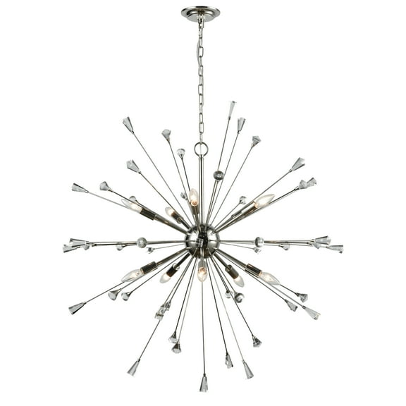 Elk Home 38-Inch Wide Sprigny Chandelier, Modern, Polished Nickel