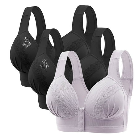 SCSAlgin 3 PC Bralettes for Women with Support Front Closure Comfortable Bra Full Coverage No Underwire Daily Bralette