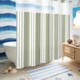 thumbnail image 6 of No Hook Shower Curtain, Striped Sage Green Shower Curtains for Bathroom with See Through Top Window, Farmhouse Line Stripes Classic Waterproof & Washable Bath Curtain 66"x72", 6 of 9