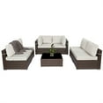 thumbnail image 3 of Cozyhom 7 Pieces Outdoor Patio Sectional Sets PE Rattan Wicker Sectional Sofa Set with Coffee Table, Patio sectional|Outdoor sofa , Brown, 3 of 9