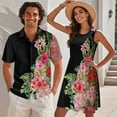 thumbnail image 3 of Uorisanigo Hawaiian Flower Couples' Outfits Husban and Wife Clothing Short Sleeve Shirt for Men Light Beach Shirts and Women's Summer Dress Tank Patchwork Hawaiian Party Sundress, 3 of 8