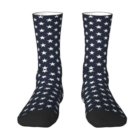 Womens Funny Socks Stars Navy Blue White Printed Patterned Socks Novelty Socks
