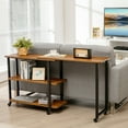thumbnail image 3 of Gymax Sofa Side End Table Rotating Bookcase Patented w/ Wheels Brown, 3 of 10
