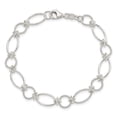thumbnail image 4 of Sterling Silver Bracelet Chain Styles Link, Other Women's mm 7.5 in Polished Textured Fancy Circle and Oval Link, 4 of 5
