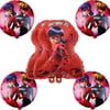 6 Pcs Ladybug Party Balloons for Kids, Ladybug Party Supplies Include Round Foil Balloons and Ladybug Shapped Foil Balloons for Kids Girls Fans Party Favors