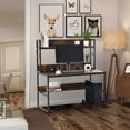 thumbnail image 3 of Sundale Computer Desk, Large Space Writing Table, Simple Style Storage for Home Office Desk, Retro Brown, 3 of 7