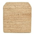 thumbnail image 6 of · REDEARTH · Cube Pouf Foot Stool Ottoman - Jute Braided Pouffe Poof Accent Sitting - Set of 2 Footrest for The Living Room, Bedroom, Nursery, Patio, Lounge, Office - 14.5”x14.5”x16” - Natural, 6 of 9