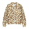 thumbnail image 4 of SCRAWLGOD Leopard Print Brown Beige Women's Crewneck Zip up Long Sleeve Jacket with Pockets Running Sweatshirts Jackets Hoodless Stylish Soft Lightweight Coat, XXL, 4 of 7