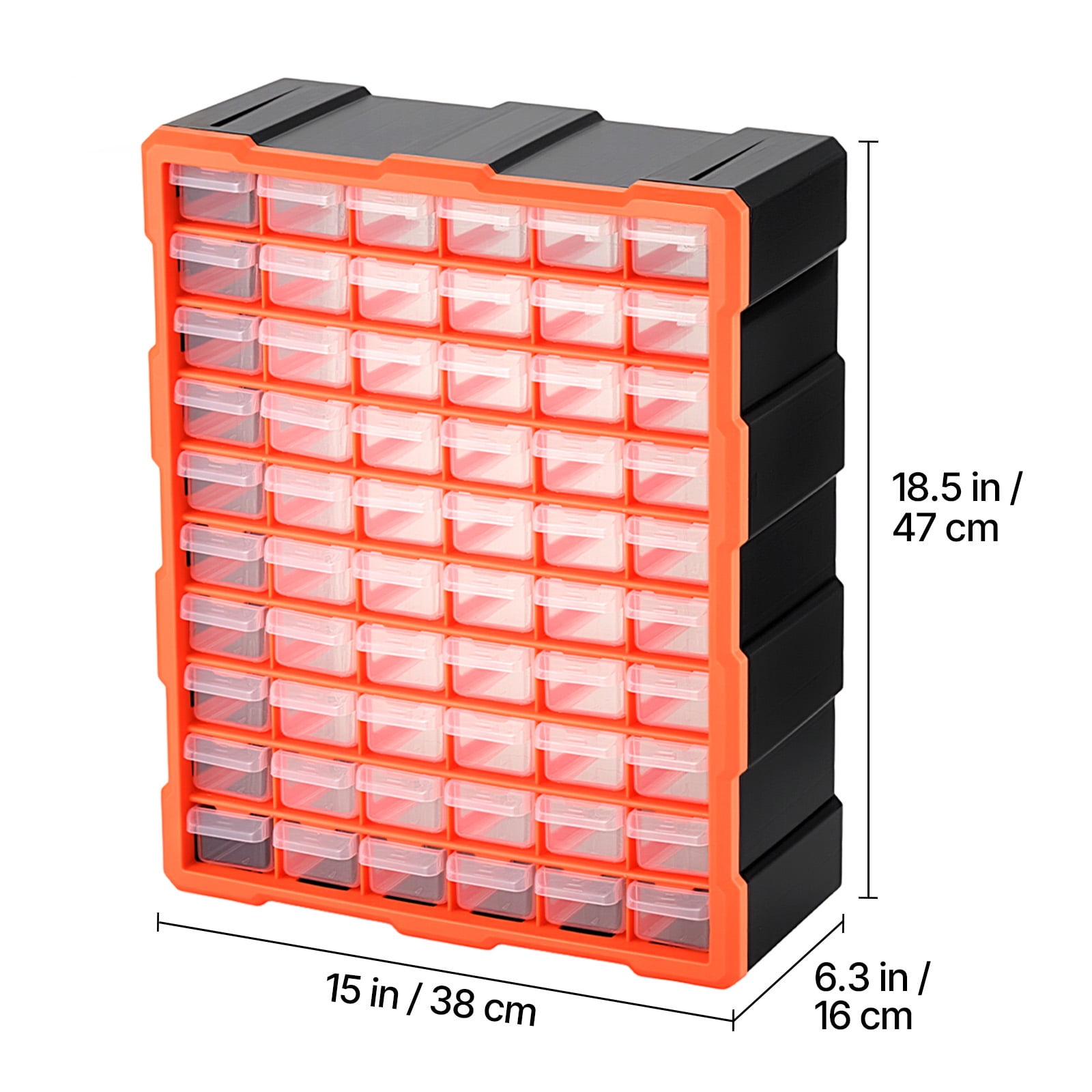 KFFKFF 60-Drawer Plastic Storage Organizer, Stackable Cabinet for Garage and Workshop, Wall-Mountable Organizer for Small Items like Hardware, Beads, Screws, Crafts, and Building Bricks