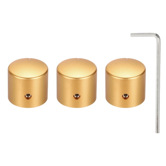 Uxcell 3 Pcs Aluminium Potentiometer Knobs, 1/4" (6mm) Universal Volume Tone Control Knobs for Guitar, Bass, 15/16" Gold