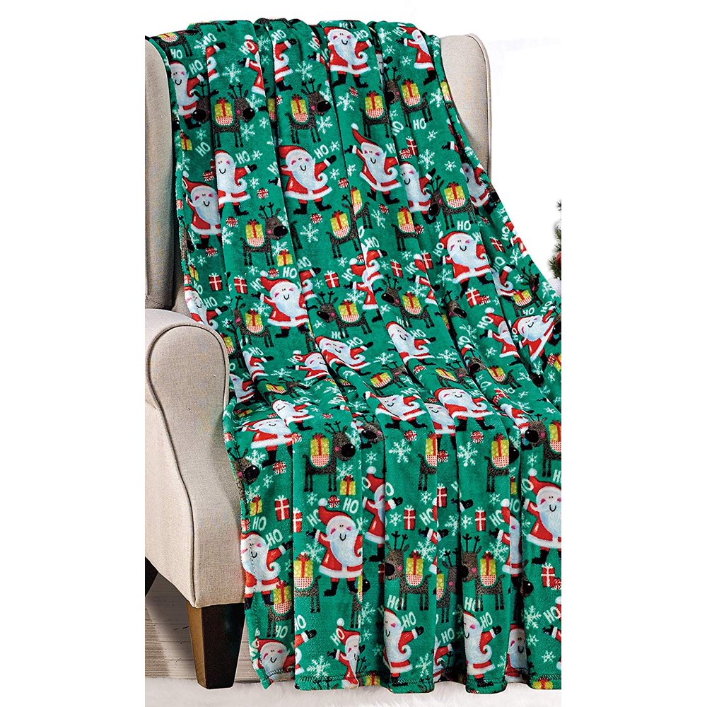 Décor&More Santa's Little Helper Collection Festive and Cuddly Holiday Microplush Throw Blanket