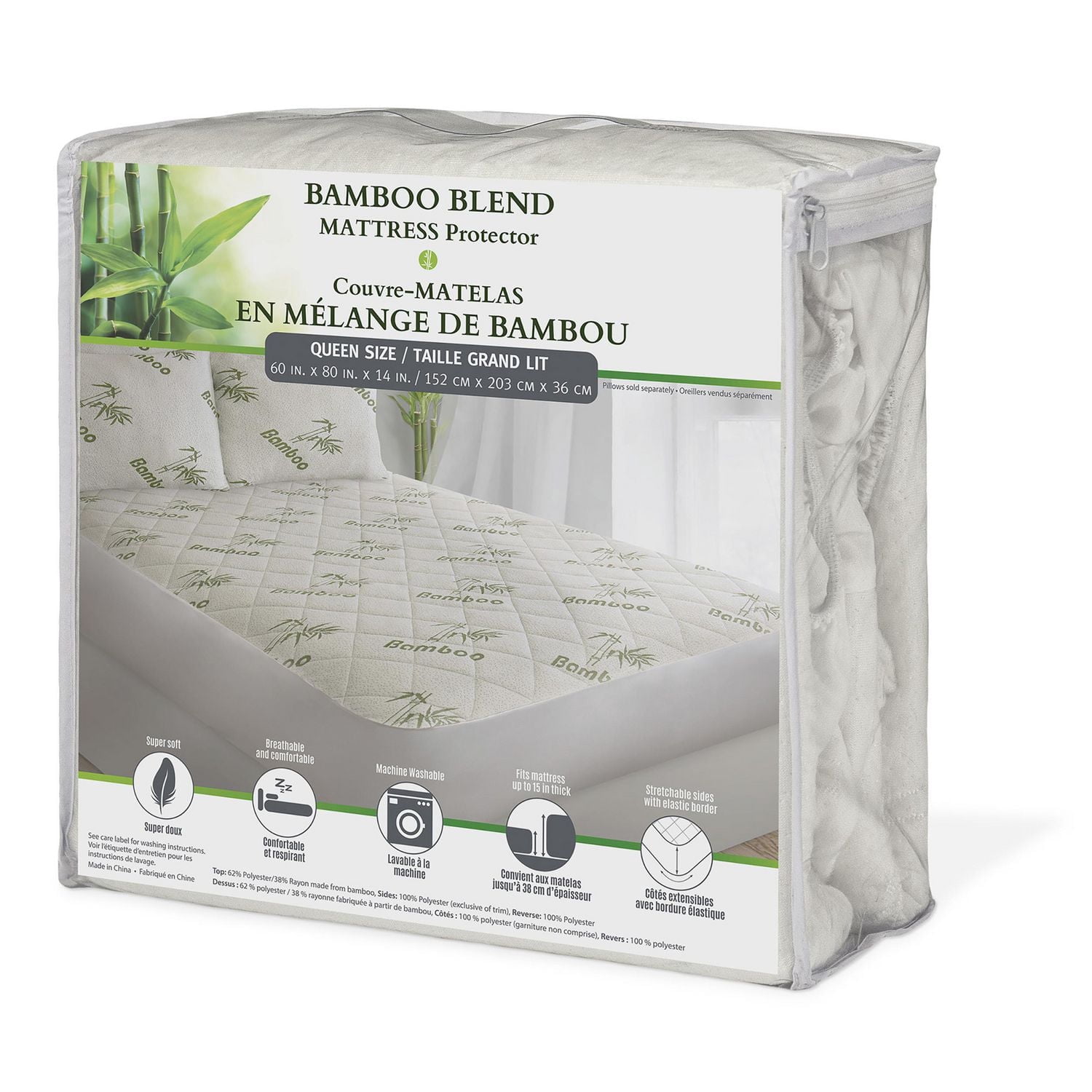 Safdie & Co. Protège-Matelas Tricoter K Bamboo Jacquard