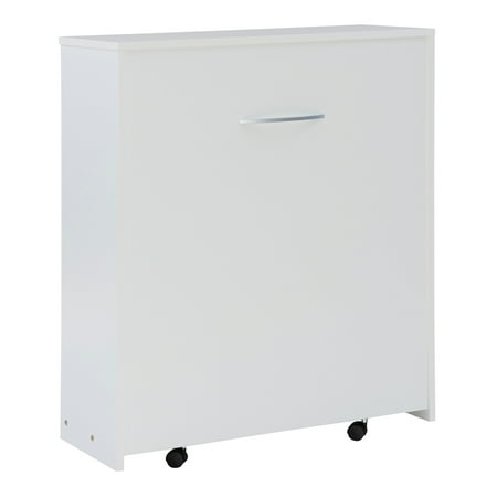 Linon Dawson Folding Rollaway Bed with Storage Cabinet and Memory Foam