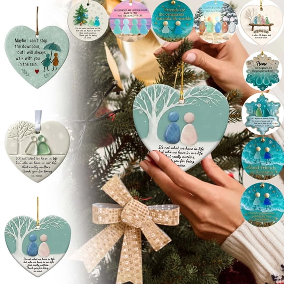 Moocorvic Sea Glass Christmas Ornament - Inspirational Christmas Gift for Friend, Christmas Tree Home Decor