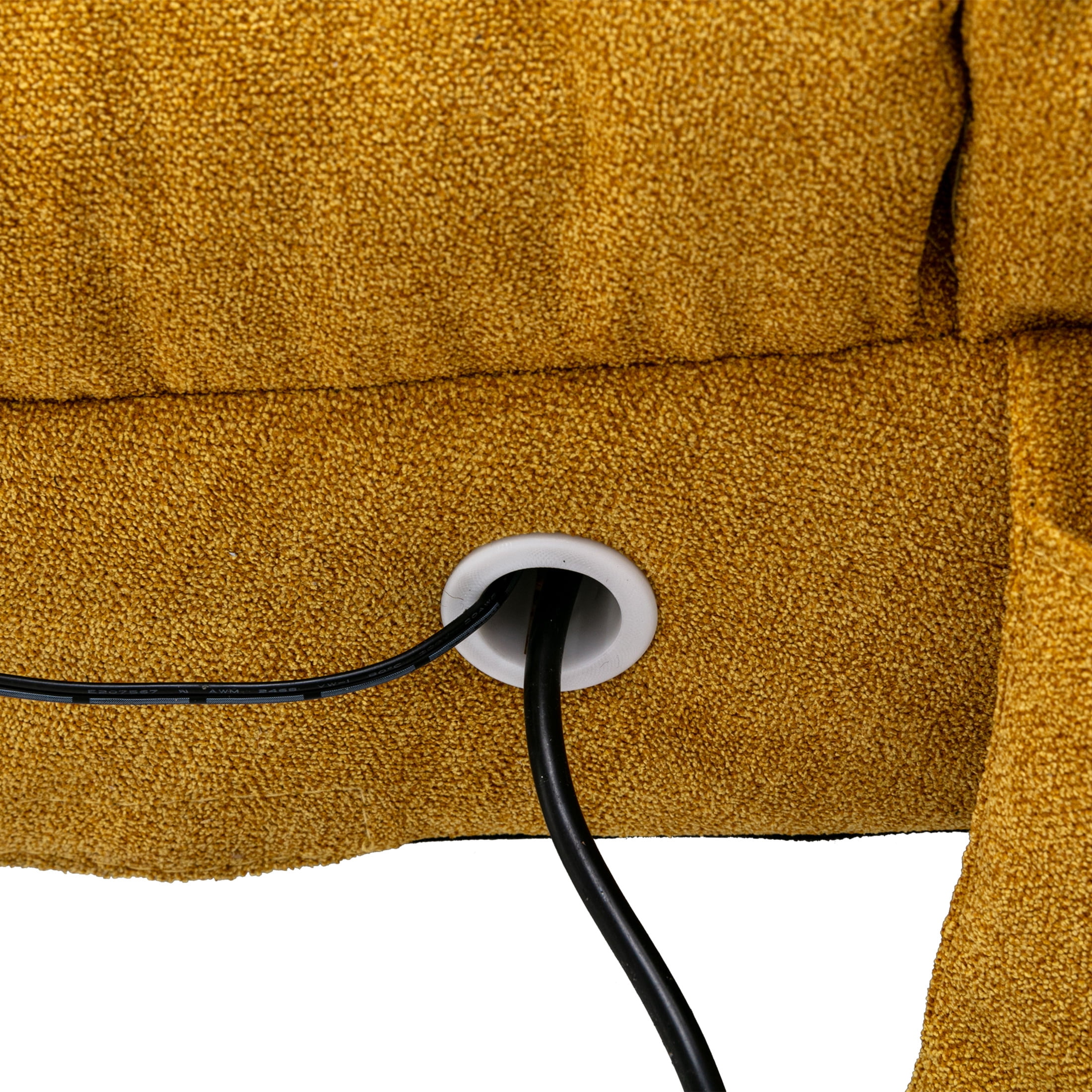 Noble House Upholstered Chaise Lounge Chair with Vibration, Linen Fabric Leisure Recliner, Mustard
