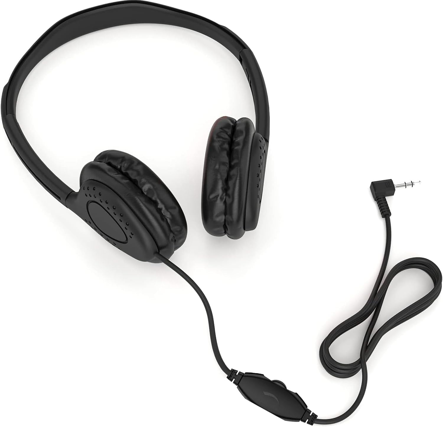 Bulk Classroom Student Headphones with Volume Control, On Ear Stereo Headphones with Faux Leather Cushions for Kids Online Learning, Library, School, Airplane, Travel - 3.5mm Plug - 1000 Pack - Black
