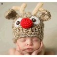 thumbnail image 1 of Gorro de Navidad para bebé, gorro de ganchillo a mano de Reno Adorable, gorros tejidos para niño y niña recién nacido, accesorios para fotos, gorro tejido, Papá Noel de Navidad, 1 of 4