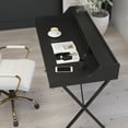 thumbnail image 5 of Merrick Lane Desk Contemporary Black Office Computer Writing Desk With Top Shelf and Center Storage Compartments, 5 of 12