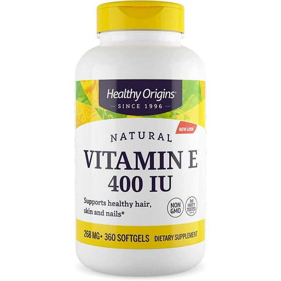 Healthy Origins Vitamin E 400 IU (Natural, Non-GMO, Gluten Free, Skin Support, Cardiovascular Support), 360 Softgels