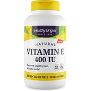 Healthy Origins Vitamin E 400 IU (Natural, Non-GMO, Gluten Free, Skin Support, Cardiovascular Support), 360 Softgels
