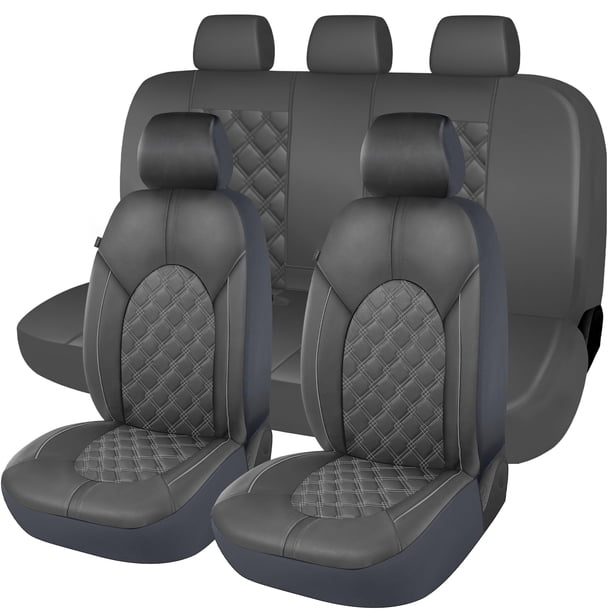 Fundas para Asientos de Auto CAROMOP de Cuero PU Impermeables Juego Completo