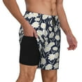 thumbnail image 3 of Picia Daisies Flowers pattern Mens Swim Trunks with Compression Liner Stretch Beach Shorts Quick Dry with Zipper Pockets No-Chafing Board Shorts-Large, 3 of 9