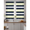 thumbnail image 4 of Sheer Curtains 63 Inch Length 2 Panels Set for Bedroom, Yellow Navy Blue Striped Semi Sheer Curtains for Windows, Neutral Minimalist Lines Voile Window Treatments Rod Pocket Curtain, 4 of 7