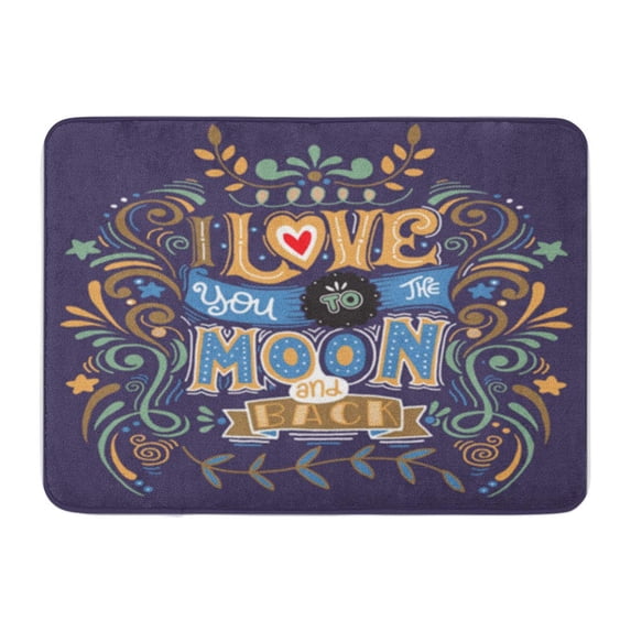 LADDKE I Love You to The Moon and Back Romantic Doormat Floor Rug Bath Mat 23.6x15.7 inch