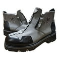 thumbnail image 3 of Chenyee Mens Square Toe Platform Ankle Boots Comfortable Slip On Gothic Punk Mid Calf Motocycle Booties, 3 of 4
