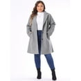 thumbnail image 3 of DARING DIVA Women's Plus Size Elegant Notched Lapel Trench Coat 4X Grey, 3 of 6