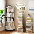 thumbnail image 6 of Noble House Ronald 5-Tier 360° Rotating Display Bookshelf, Round Tower with Wheels & Drawer, Space-Saving, White, 6 of 11