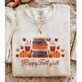 thumbnail image 3 of Happy Fall Y’all Embroidered Sweatshirt | Pumpkin Books Autumn Leaves Design | Cozy Fall Season Crewneck, 3 of 5