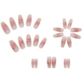 thumbnail image 3 of 24 piezas de puntadas de amor de color rosa, hielo y diamantes translúcidos, uñas con diamantes brillantes a presión, hermosas uñas cortas, pegamento para uñas, placas de uñas con forma de ballet feme, 3 of 5