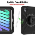 thumbnail image 6 of Hard Back Cover Case for Apple 8.3-inch iPad Mini 6th Generation (2021) Model A2567/A2168/A2569 - Portable Shockproof Rugged Cover Case with Rotating View Kickstand & Shoulder/Hand Strap, Black, 6 of 8