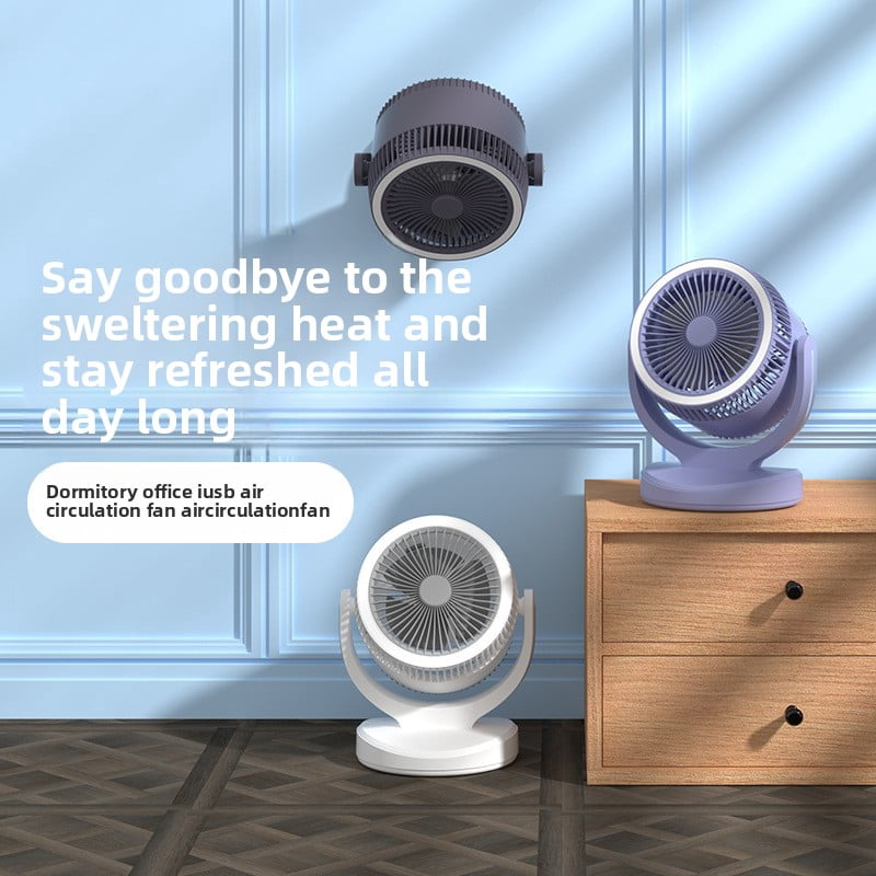 2400mAh USB Rechargeable Desk Fan, 3-Speed Air Circulator with Built-in Night Light, Portable Mini Fan for Indoor, Outdoor & Car Use