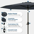 thumbnail image 6 of 9Ft Patio Umbrella with Solar Lights,Outdoor Steel Polyester Market Patio Umbrella With 32 LED Lights,8 Ribs Market Umbrella With Push Button Tilt Easy Push Button,Tilt,Table Compatible（without base）, 6 of 7