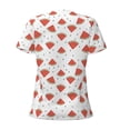 thumbnail image 4 of Naloa Hand Drawn Watermelon Print T-Shirts Short Sleeve V Neck Tees for Women Fashion Tops Trendy Lightweight Soft Casual Summer Outfits Clothes, 4 of 5
