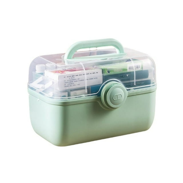 mmirethe Étui à Pilules Pliable Trousse de Premiers Soins d'Urgence Boîte de Rangement Contenant en Plastique Vert Très Grand