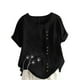 thumbnail image 1 of Vestidos Casuales Para Mujer, Blusas De Mujer De Moda Blusa informal de lino con cuello redondo, manga corta y botones para mujer, 1 of 3