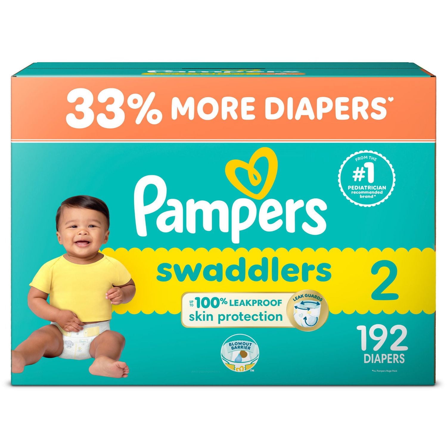 Pampers Swaddlers Diapers, Size 2 (1022 lbs), Absorbent, Keeps Baby